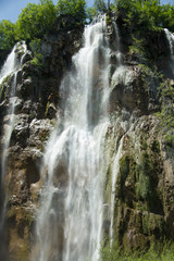 Fototapeta na wymiar Beautiful waterfalls from a hill