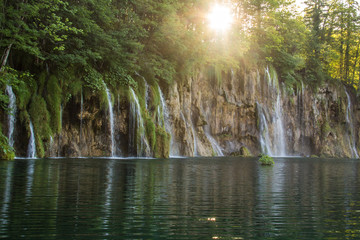 Beautiful view of waterfalls in Plitvice lake, Croatia