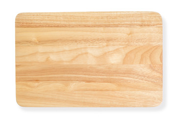 Top view of wooden cutting board, clipping path