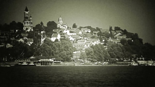 Old city of Zemun, Belgrade - retro, 1950's camera footage
