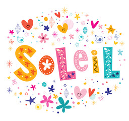 Soleil girls given name decorative lettering type design