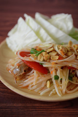 hot papaya salad, famous Thai food called 