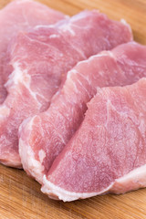 Close up macro raw pork chops