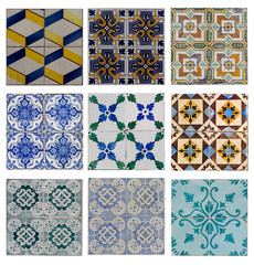 set traditional azulejos tiles