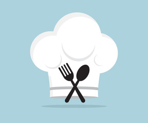 chef hat with spoon and fork icon