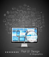 Business Solution and Idea Conceptual background with a desktop pc