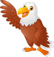 Naklejka premium Eagle cartoon waving