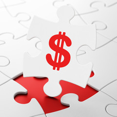 Money concept: Dollar on puzzle background