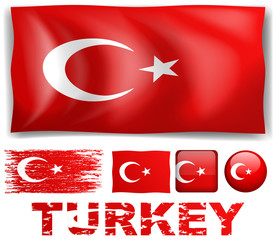 Turkey flag in different designs