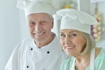Senior chefs couple