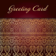 Elegant Indian ornamentation on a dark background. Stylish design. Can be used as a greeting card or wedding invitation