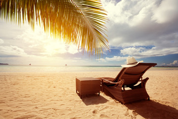 Luxury sunbeds on the beach
