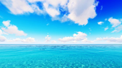 Tropical sea sky clouds blue