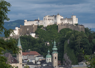 Obraz premium SALZBURG, AUSTRIA, JUNE 27: A view of hill fort Hohensalzburg, Salzburg, 2015