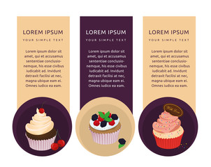 banners for advertising cake in the restaurant