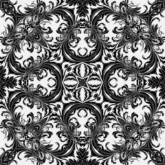 Baroque style floral wallpaper. Seamless vector pattern. Square tile.