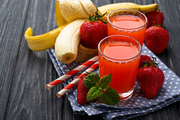 Sweet strawberry and banana juice
