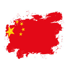 China  Flag grunge style on white background. Brush strokes and