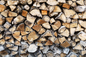Stack of wood logs background