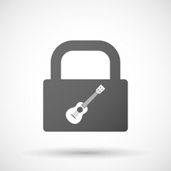 Isolated lock pad icon with  a music score icon