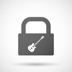Isolated lock pad icon with  an electric guitar