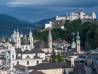 Fototapeta na wymiar SALZBURG, AUSTRIA, JUNE 27: A view of hill fort Hohensalzburg, Salzburg, 2015