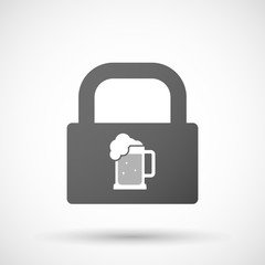 Isolated lock pad icon with  a beer jar icon