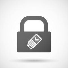 Isolated lock pad icon with  a dataphone icon