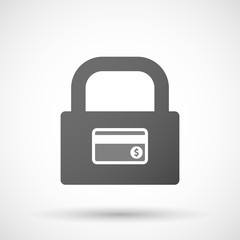 Isolated lock pad icon with  a credit card