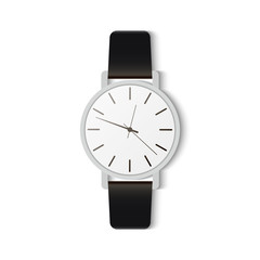 Wristwatch-style classic. Classic men's watch with black strap.