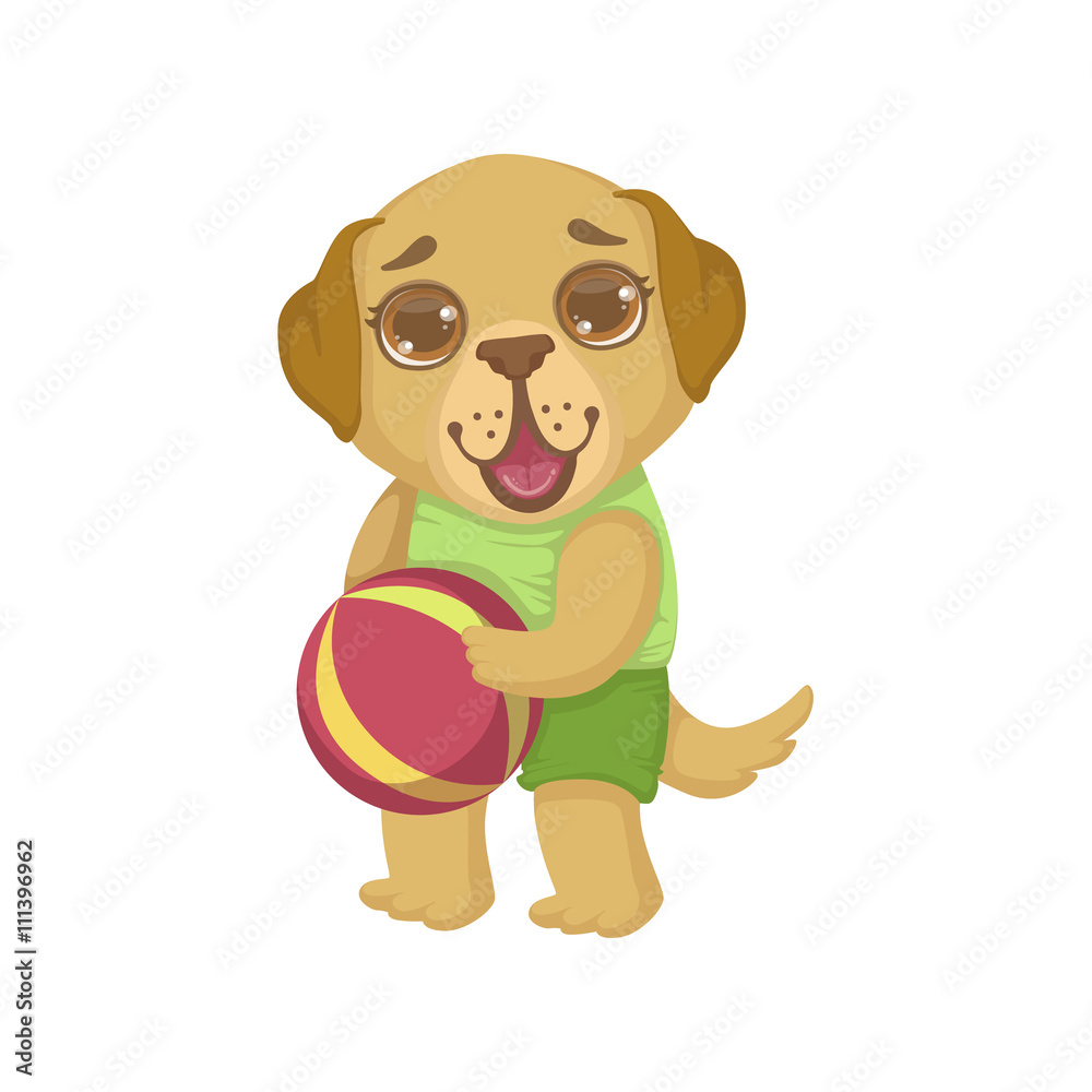 Sticker puppy holding the ball