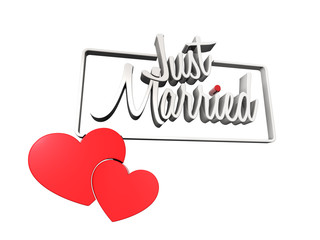 Just Married - Typo Herz 3d