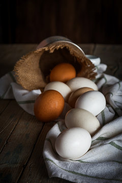Close-up of some eggs on a table