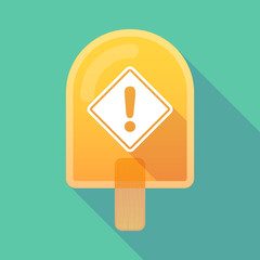 Long shadow ice cream icon with   a warning road sign