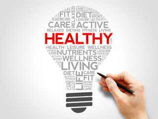 HEALTHY bulb word cloud, health concept