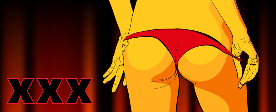 Hot girl back pinup pants vector pic.