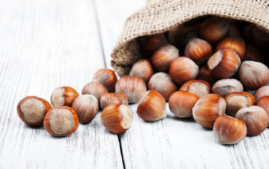 organic hazelnuts in bag