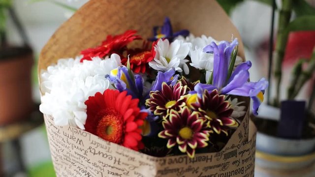 A bouquet of colorful fresh flowers.
