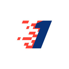 Number one logo. Number with abstract checkered flag.