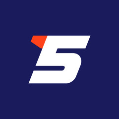 Number five logo. Sport number logo.