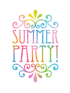 SUMMER PARTY Multicoloured Watercolour Invitation Card