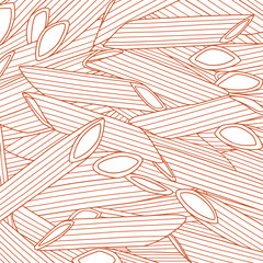 Vector penne pasta line art background for kitchen and cafe 