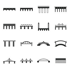 Bridge set icons, simple style