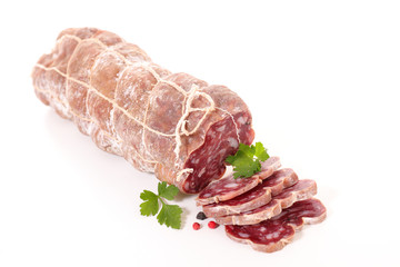 salami isolated on white
