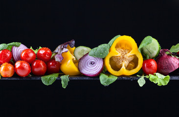 vegetables with salad leaves