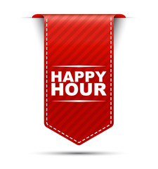 happy hour, banner happy hour, red banner happy hour, red vector
