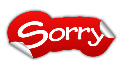 sorry, sticker sorry, red sticker sorry, red vector sticker sorr