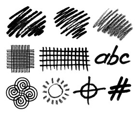 Grunge hand drawn geometric vector elements for abstract backgrounds