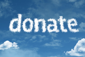 Fototapeta premium Donate cloud word with a blue sky