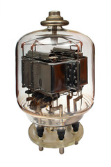 Old vacuum powerful electronic radio tube. Isolated on white background